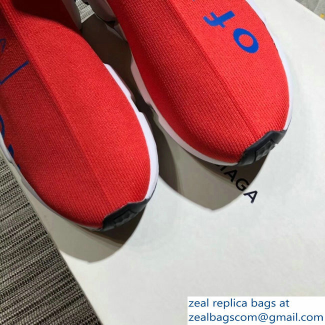 Balenciaga Knit Sock Speed Trainers Lovers Sneakers Power of Dreams Red 2018 - Click Image to Close