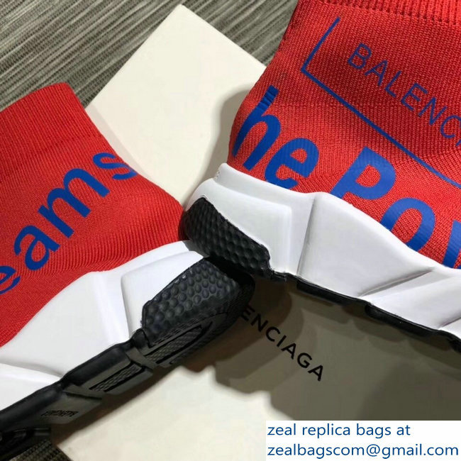 Balenciaga Knit Sock Speed Trainers Lovers Sneakers Power of Dreams Red 2018 - Click Image to Close