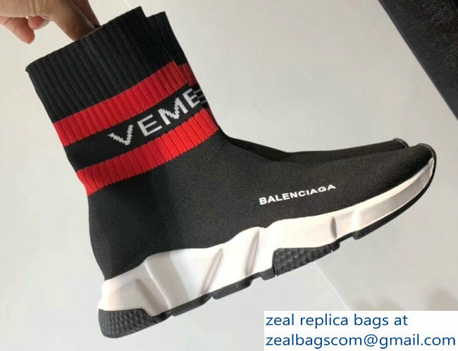 Balenciaga Knit Sock Speed Trainers Lovers Sneakers Vements Black 2018 - Click Image to Close