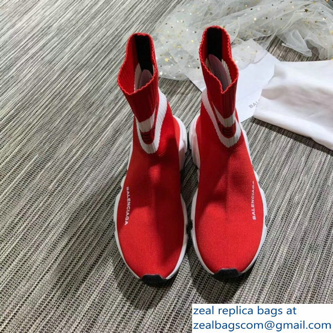 Balenciaga Knit Sock Speed Trainers Lovers Sneakers Vements Red 2018 - Click Image to Close