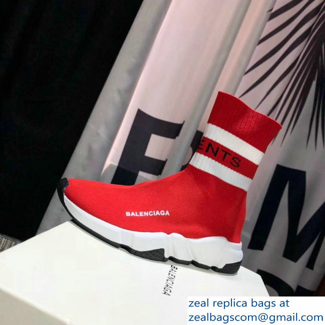 Balenciaga Knit Sock Speed Trainers Lovers Sneakers Vements Red 2018 - Click Image to Close