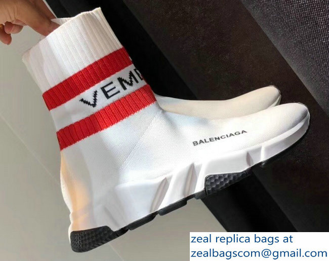 Balenciaga Knit Sock Speed Trainers Lovers Sneakers Vements White 2018 - Click Image to Close