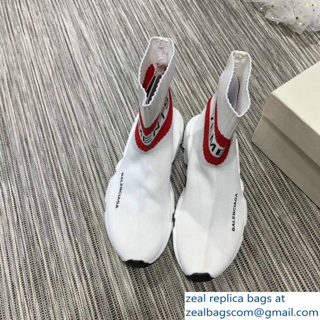 Balenciaga Knit Sock Speed Trainers Lovers Sneakers Vements White 2018 - Click Image to Close