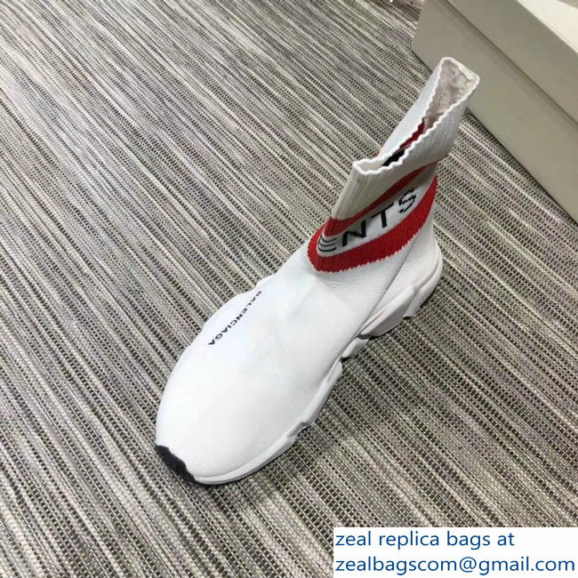 Balenciaga Knit Sock Speed Trainers Lovers Sneakers Vements White 2018 - Click Image to Close