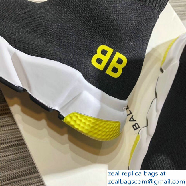 Balenciaga Knit Sock Speed Trainers Lovers Sneakers Yellow BB Black 2018 - Click Image to Close