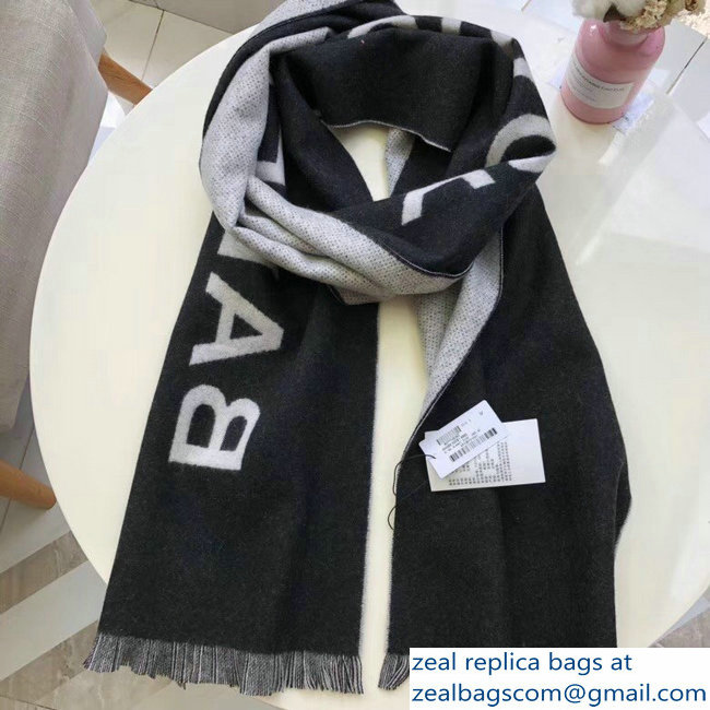 Balenciaga Logo Cashmere Scarf Black - Click Image to Close