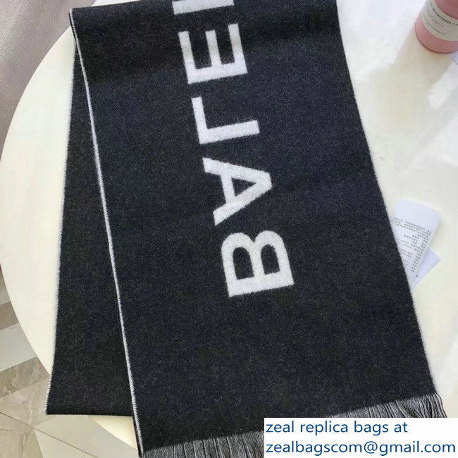 Balenciaga Logo Cashmere Scarf Black - Click Image to Close