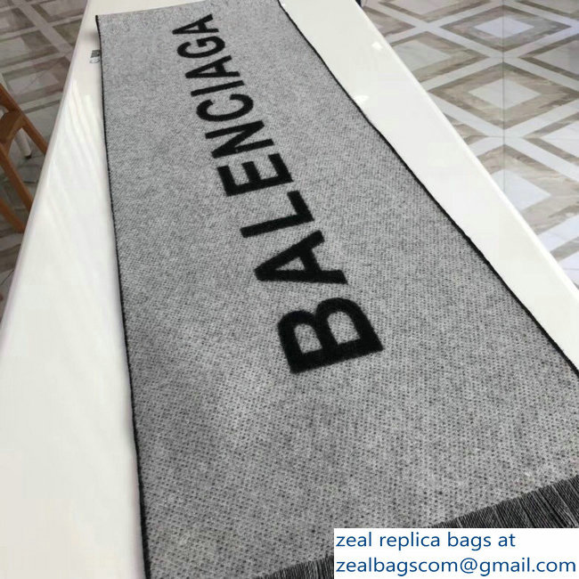 Balenciaga Logo Cashmere Scarf Black - Click Image to Close