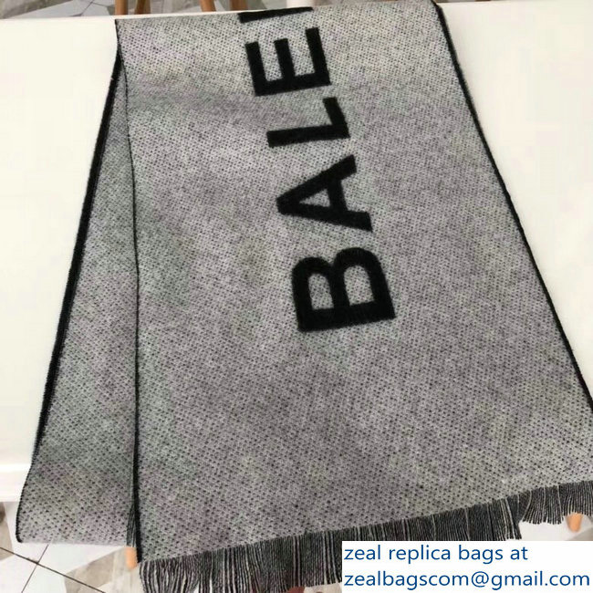 Balenciaga Logo Cashmere Scarf Black - Click Image to Close