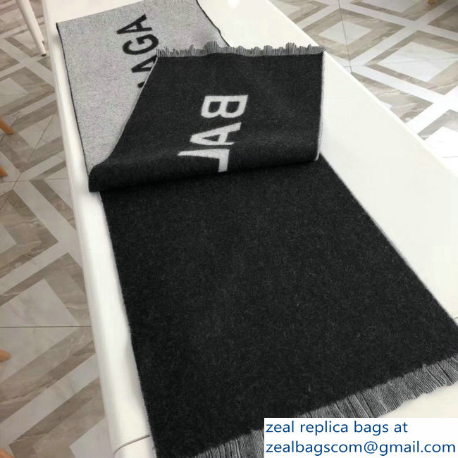 Balenciaga Logo Cashmere Scarf Black