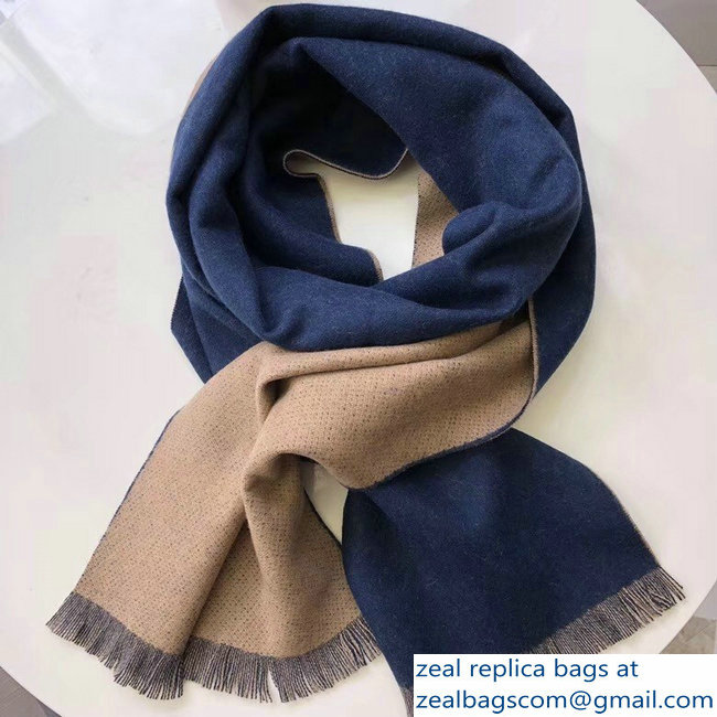 Balenciaga Logo Cashmere Scarf Blue