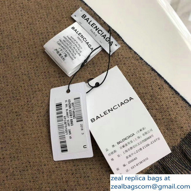 Balenciaga Logo Cashmere Scarf Blue