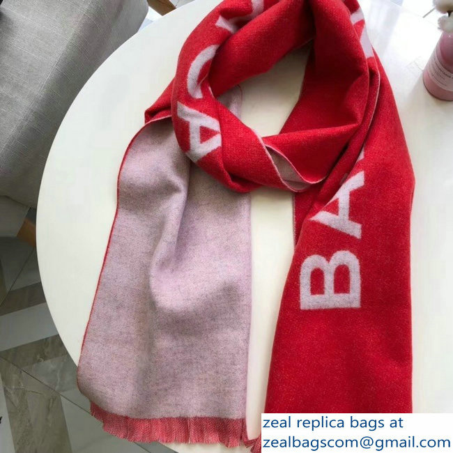 Balenciaga Logo Cashmere Scarf Red - Click Image to Close