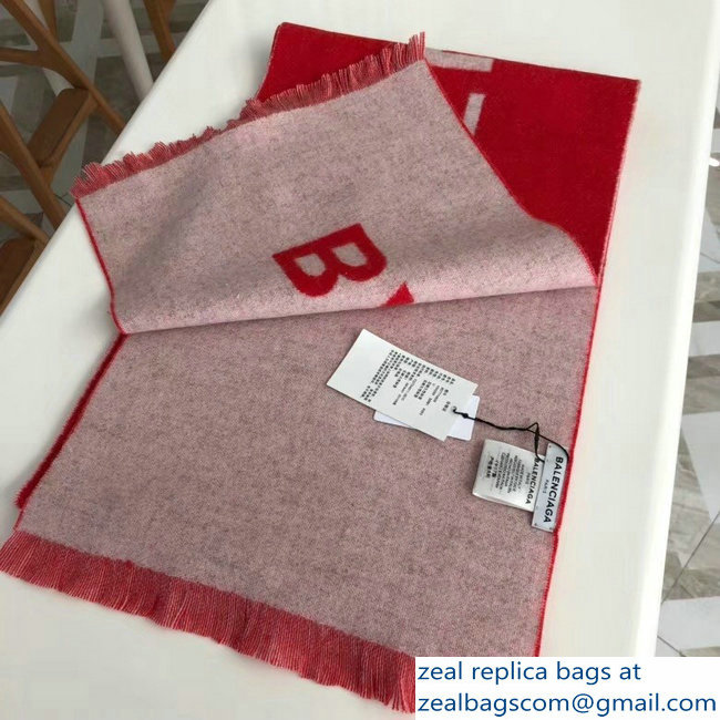 Balenciaga Logo Cashmere Scarf Red