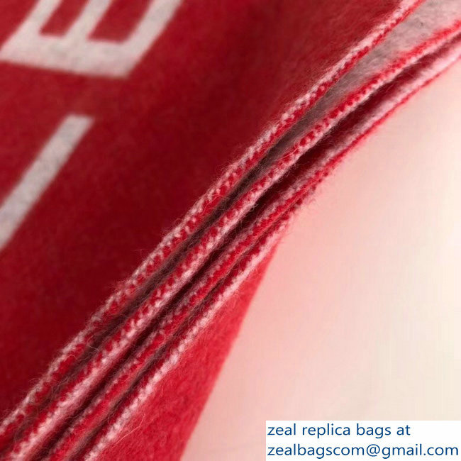 Balenciaga Logo Cashmere Scarf Red
