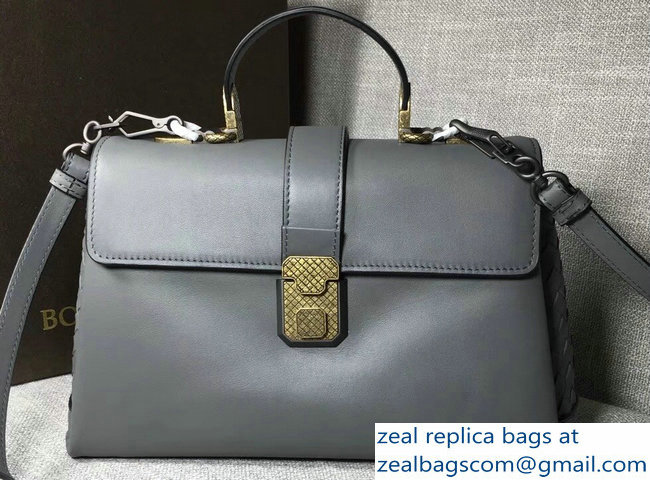 Bottega Veneta Calf Piazza Bag Gray 2018