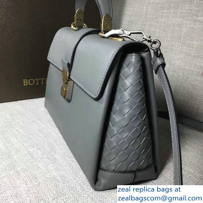 Bottega Veneta Calf Piazza Bag Gray 2018