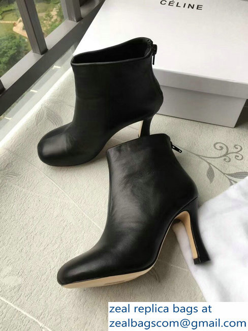 Celin Heel 8.5cm Round Toe Ankle Boots Black 2018