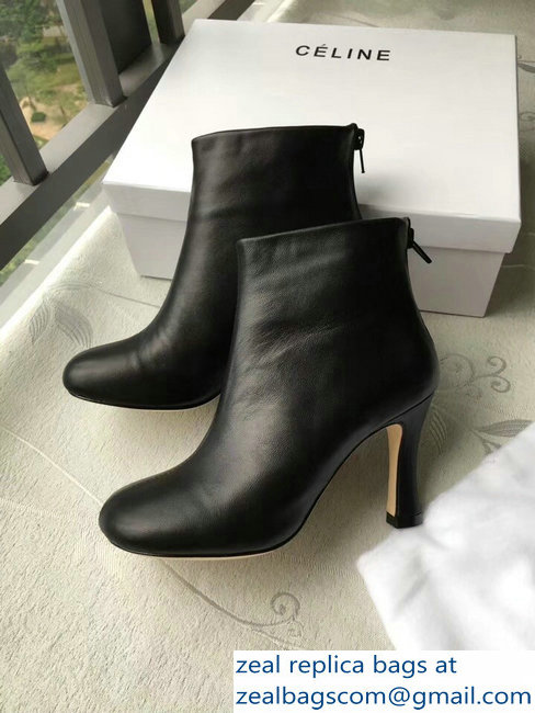 Celin Heel 8.5cm Round Toe Ankle Boots Black 2018