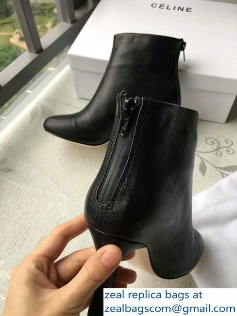 Celin Heel 8.5cm Round Toe Ankle Boots Black 2018