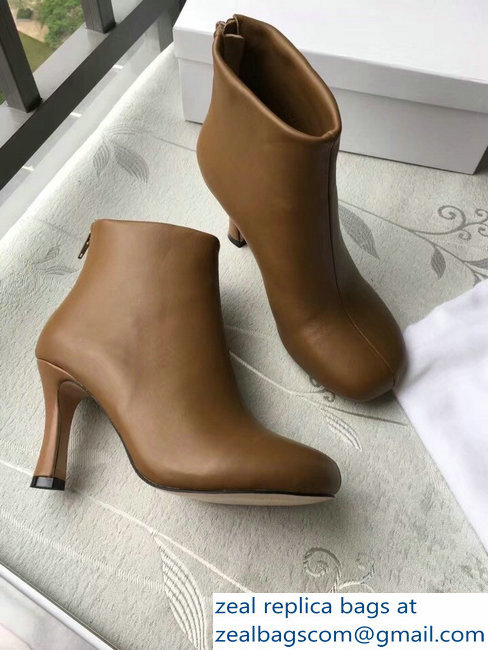 Celin Heel 8.5cm Round Toe Ankle Boots Brown 2018