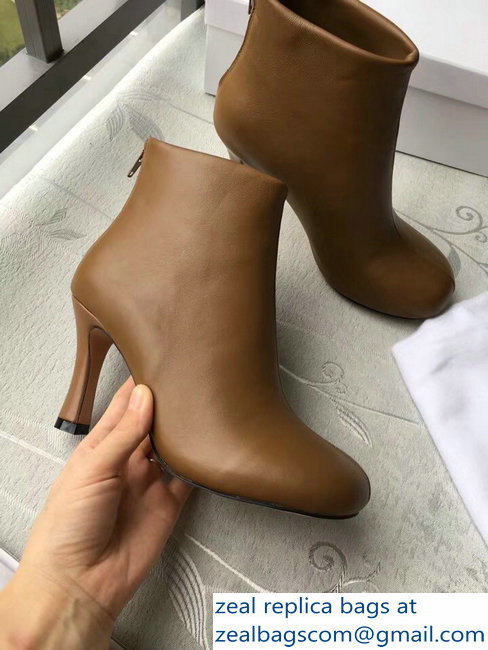 Celin Heel 8.5cm Round Toe Ankle Boots Brown 2018