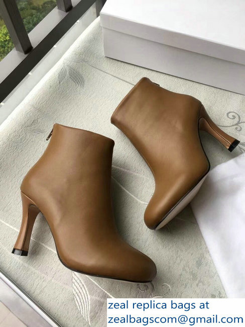 Celin Heel 8.5cm Round Toe Ankle Boots Brown 2018