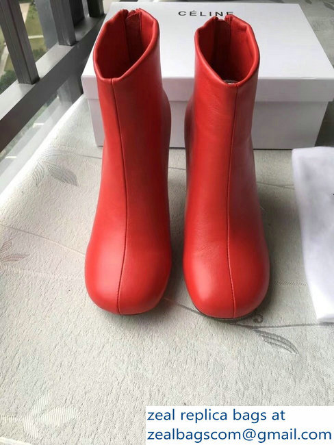 Celin Heel 8.5cm Round Toe Ankle Boots Red 2018