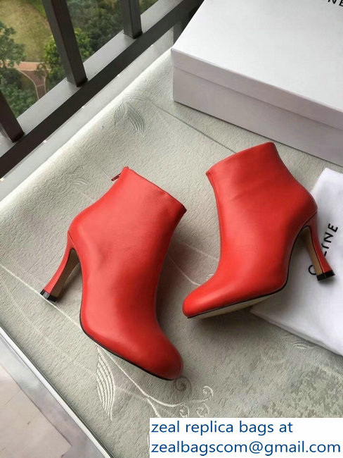 Celin Heel 8.5cm Round Toe Ankle Boots Red 2018 - Click Image to Close