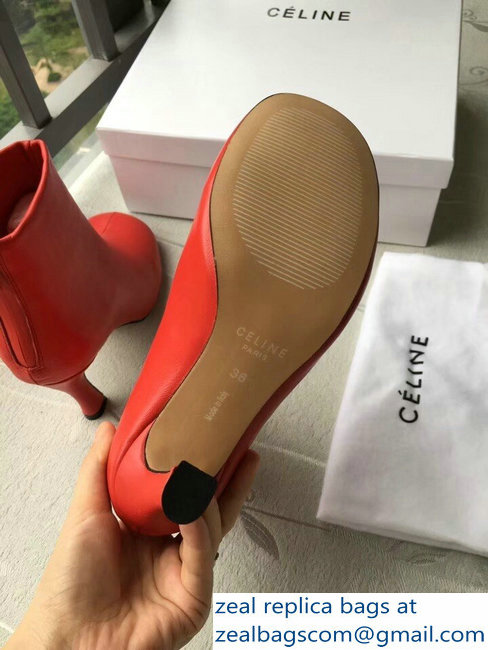 Celin Heel 8.5cm Round Toe Ankle Boots Red 2018