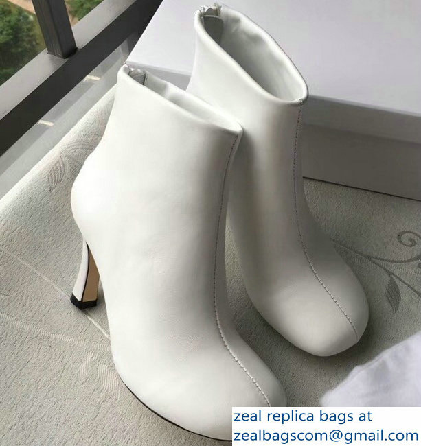 Celin Heel 8.5cm Round Toe Ankle Boots White 2018