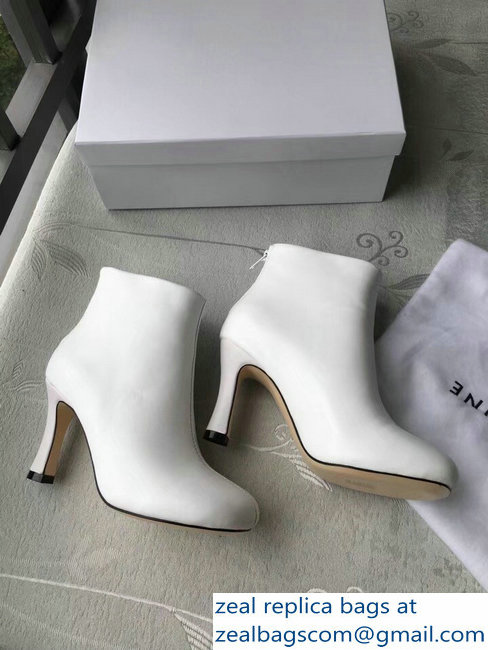 Celin Heel 8.5cm Round Toe Ankle Boots White 2018 - Click Image to Close