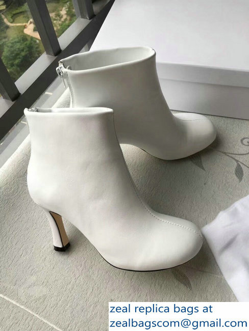 Celin Heel 8.5cm Round Toe Ankle Boots White 2018 - Click Image to Close
