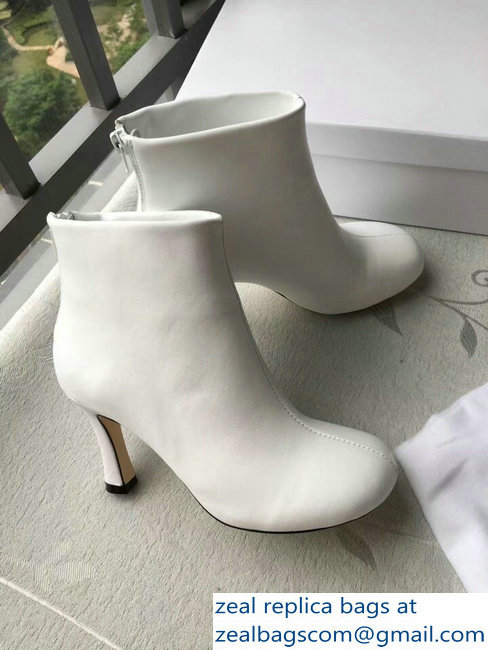 Celin Heel 8.5cm Round Toe Ankle Boots White 2018