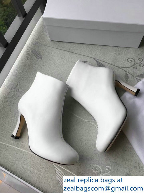 Celin Heel 8.5cm Round Toe Ankle Boots White 2018