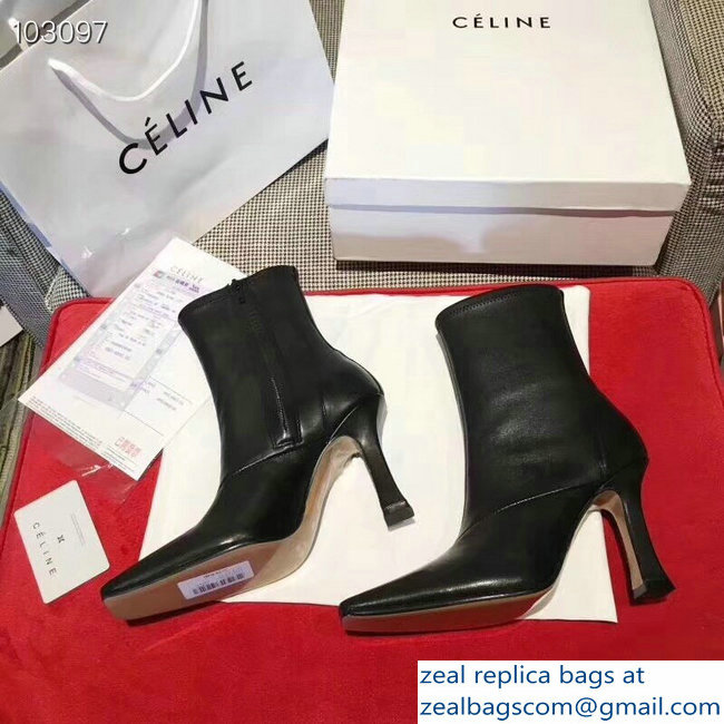 Celin Heel 9.5cm Ankle Boots Black 2018