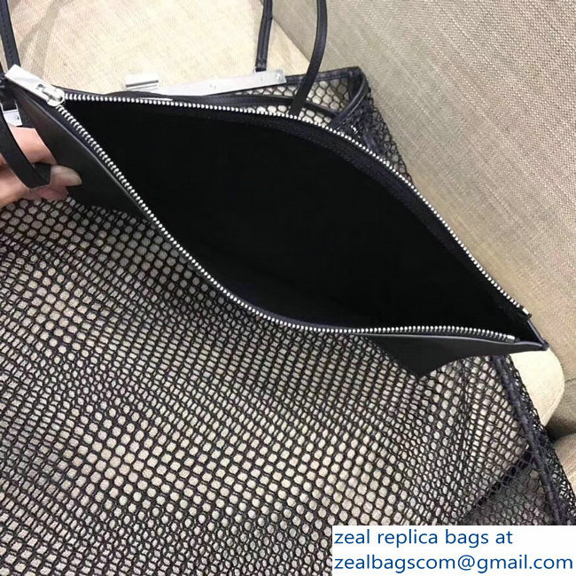 Celin Mesh Clasp Tote with Pouch Bag Black 2018