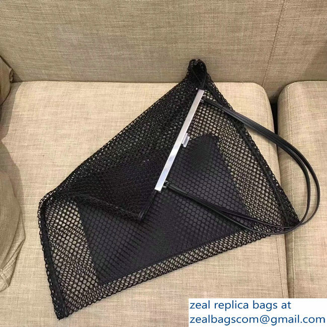 Celin Mesh Clasp Tote with Pouch Bag Black 2018