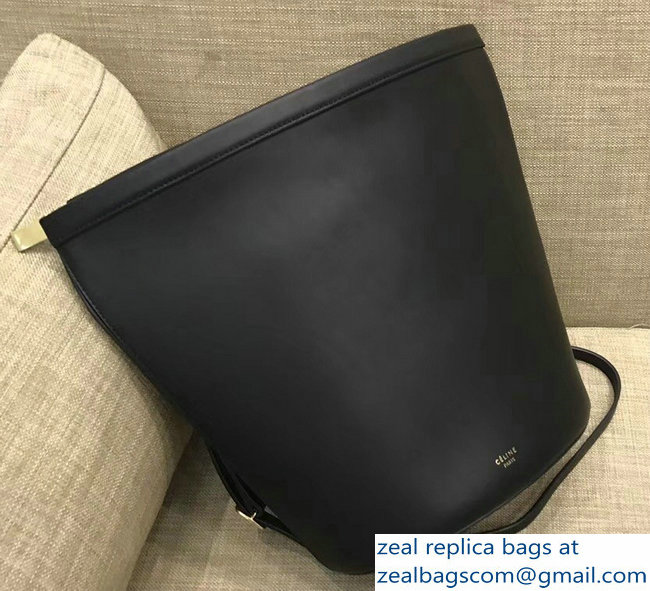 Celin Smooth Calfskin Cabas Clasp Bag Black 2018