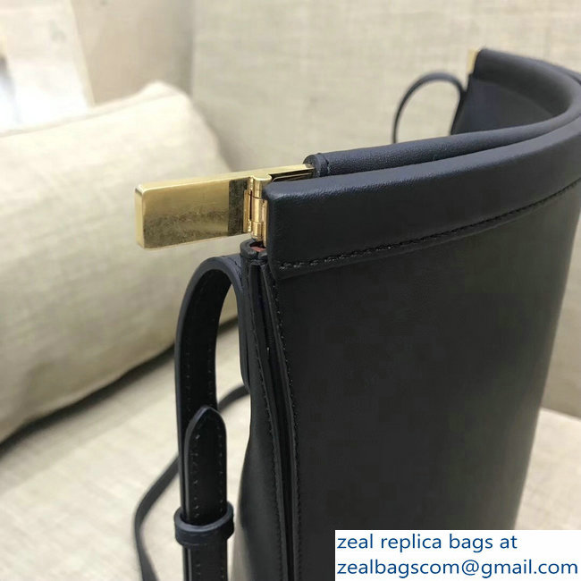 Celin Smooth Calfskin Cabas Clasp Bag Black 2018