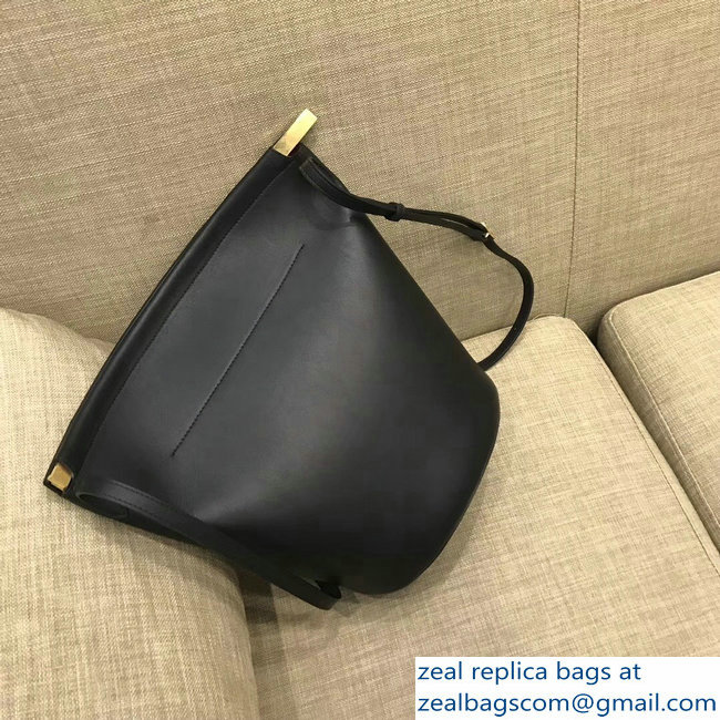 Celin Smooth Calfskin Cabas Clasp Bag Black 2018