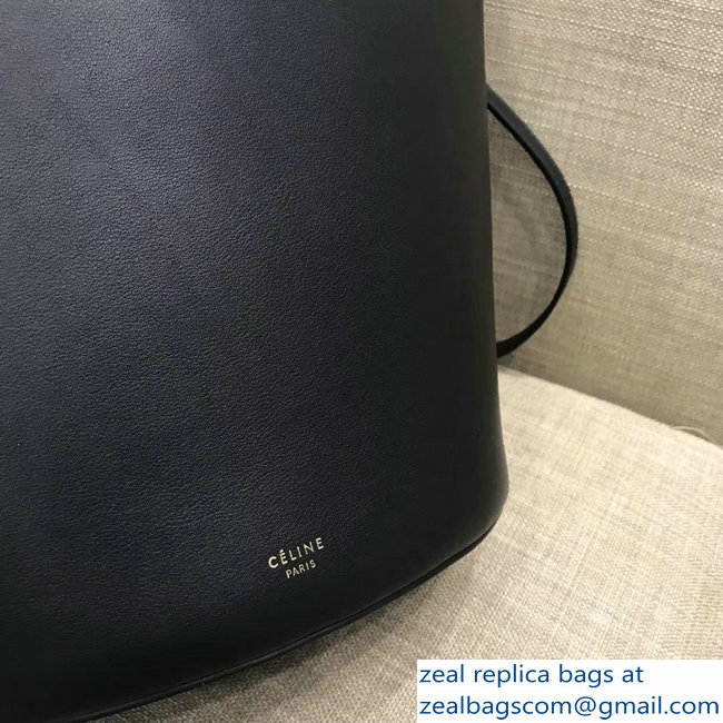 Celin Smooth Calfskin Cabas Clasp Bag Black 2018