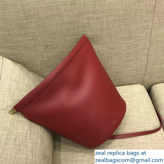 Celin Smooth Calfskin Cabas Clasp Bag Red 2018