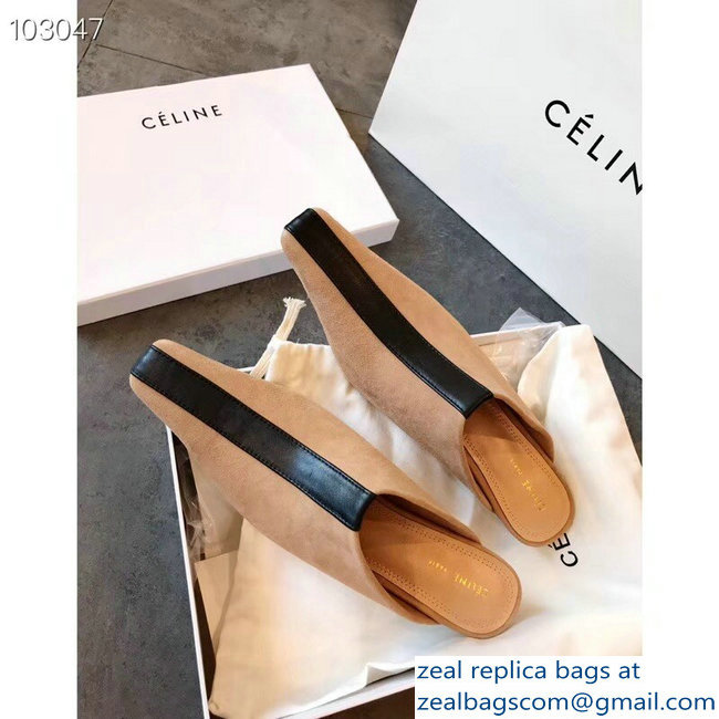 Celin Suede Crystal Heel Mules Apricot/Black 2018