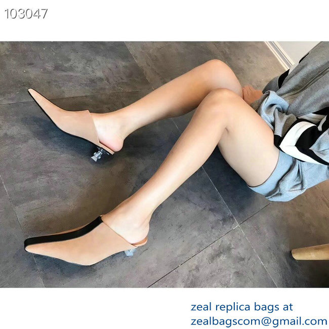 Celin Suede Crystal Heel Mules Apricot/Black 2018