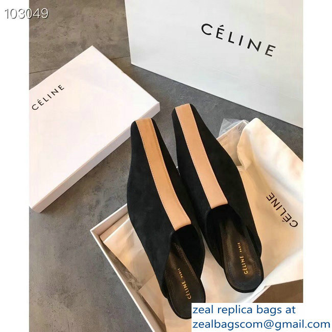 Celin Suede Crystal Heel Mules Black/Apricot 2018