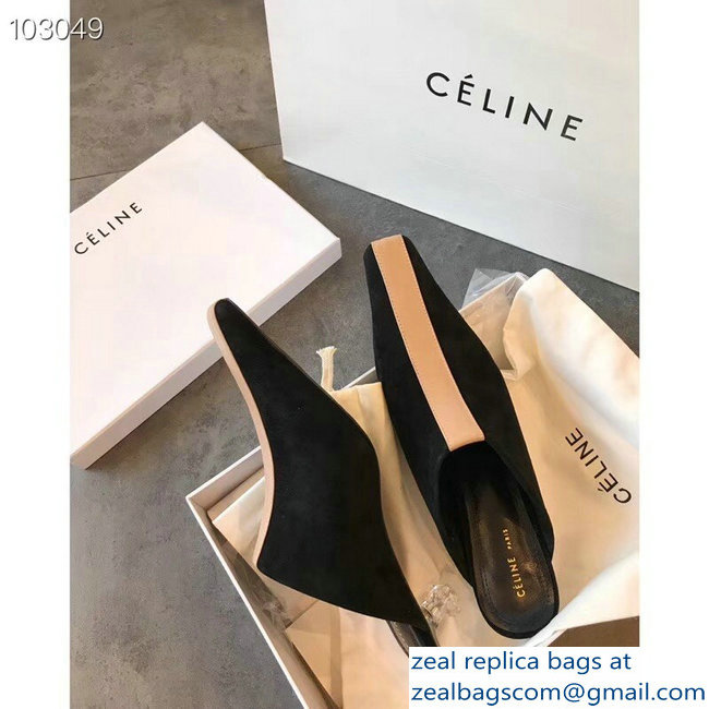 Celin Suede Crystal Heel Mules Black/Apricot 2018