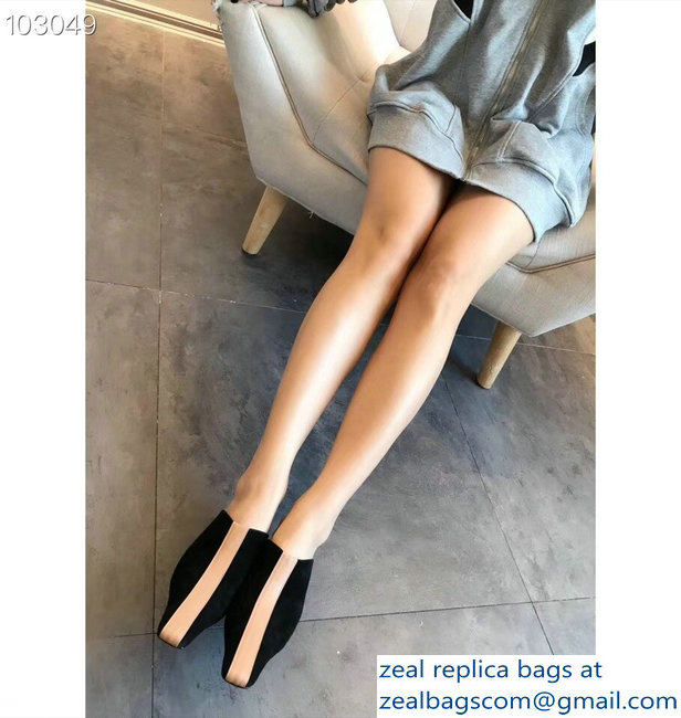 Celin Suede Crystal Heel Mules Black/Apricot 2018