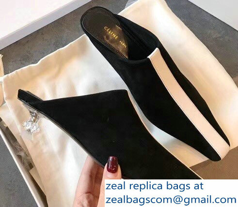 Celin Suede Crystal Heel Mules Black/White 2018