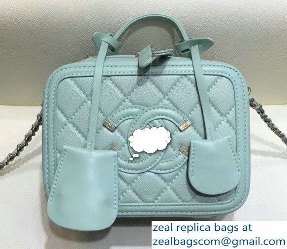 Chanel CC Filigree Grained Vanity Case Bag A93342 MiniPale Green 2018